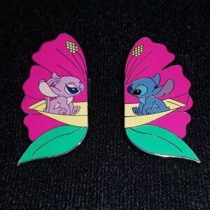 Disney Stitch Angel Pin Set Sweetheart Valentines 2 Magnet Couple Friendship